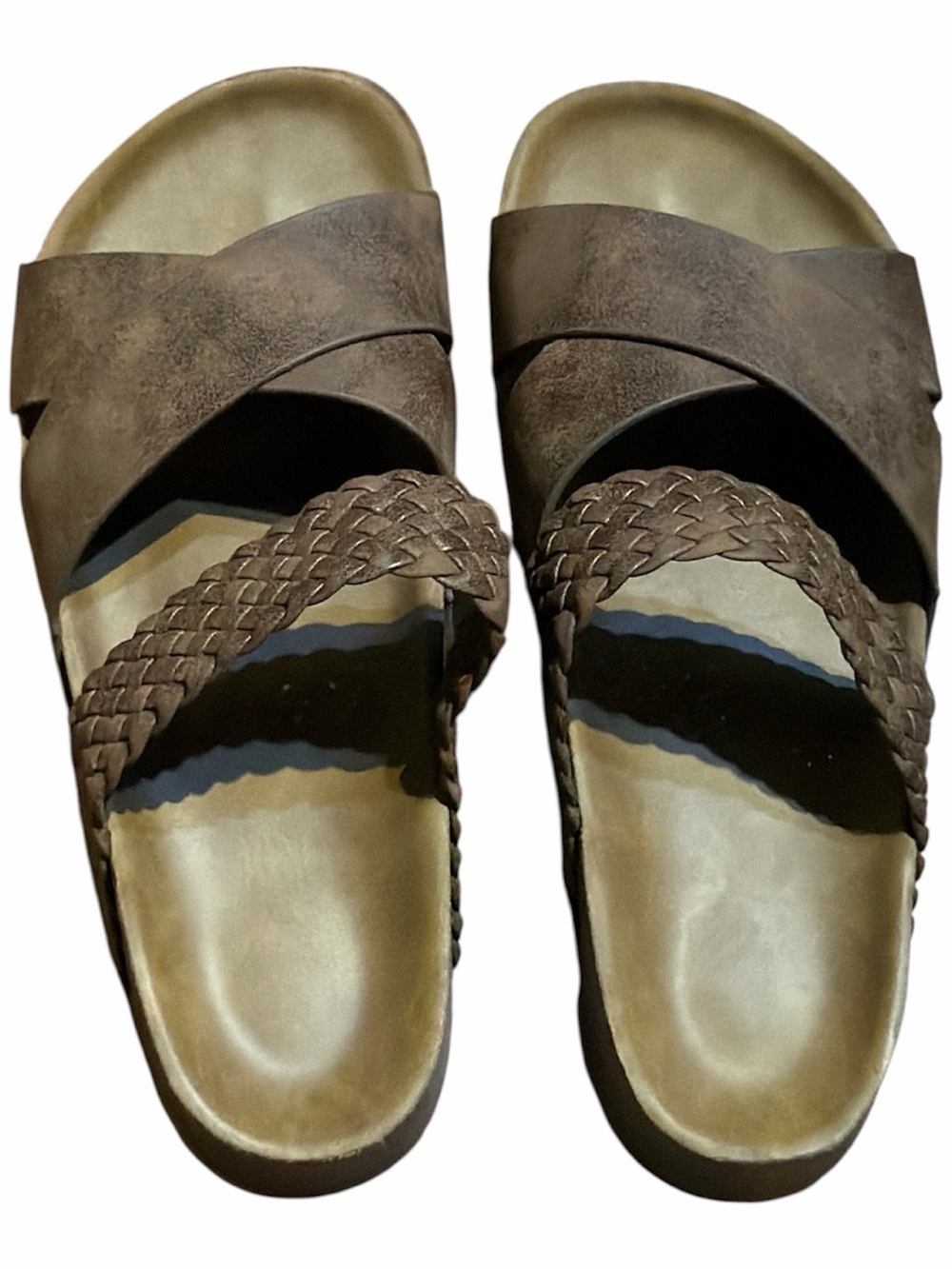 NWOT Brown Braided Double Strap Comfort Sandals | Estimated Women’s 7–7.5